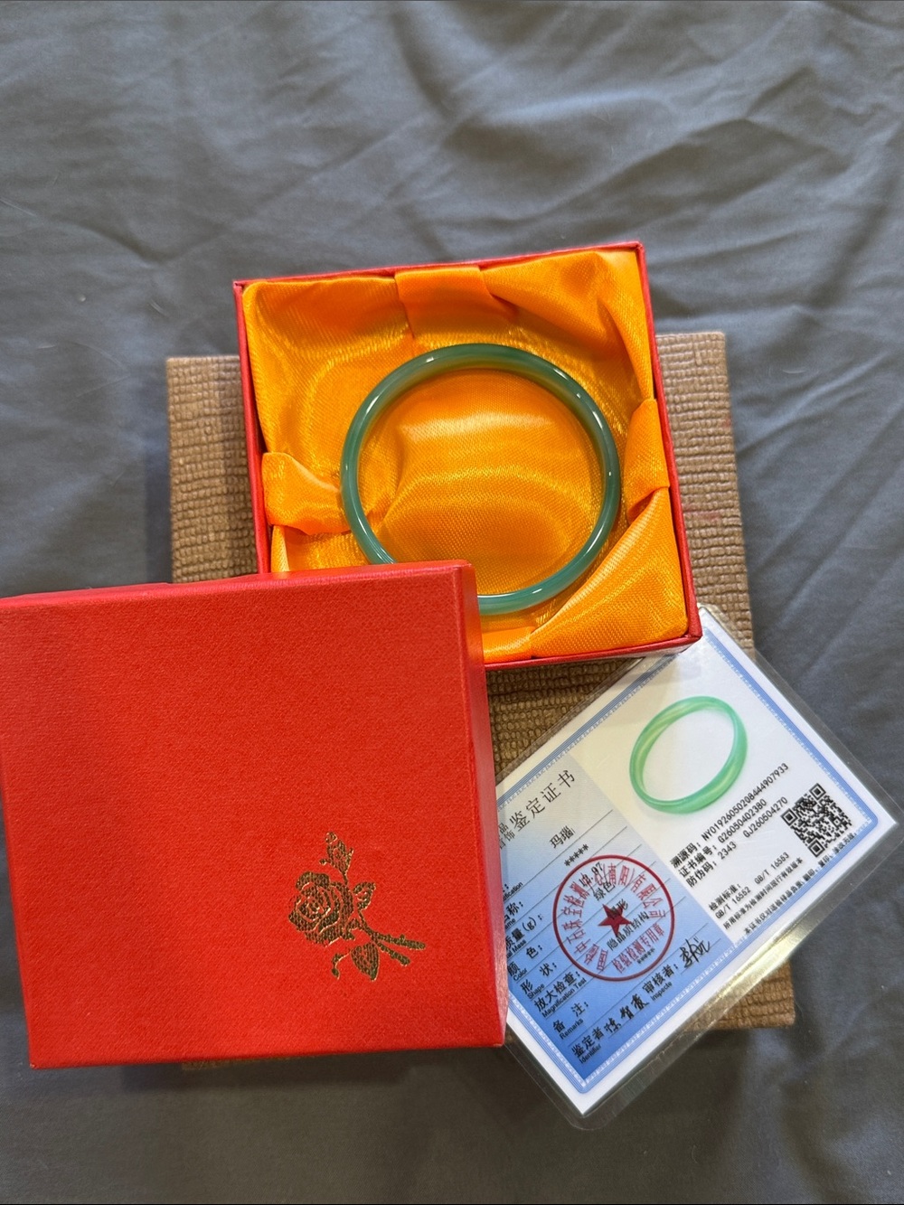 Green Jade Bangle Bracelet in Gift Box